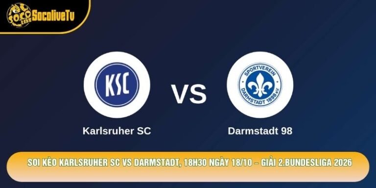 Soi Kèo Karlsruher Sc Vs Darmstadt, 18h30 Ngày 18/10 – Giải 2.Bundesliga 2026